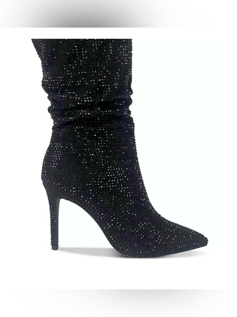 Thalia Sodi Raquell Slouch Boots Size 6 Black Pointed Toe Embellished rhinestone